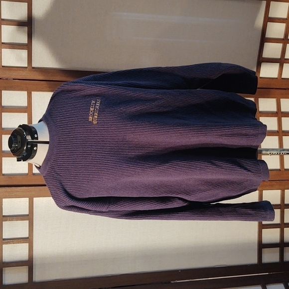 Vintage Columbia Navy Merino Wool Blend Ribbed Sweater Sz XL - Picture 1 of 10